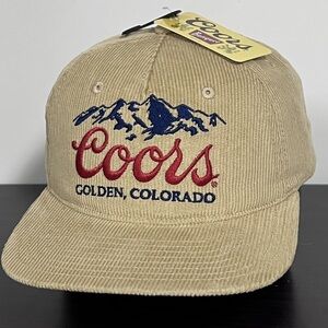 Coors Hat Snapback Beige Rocky Mountains Logo Beer Colorado Corduroy Rop…